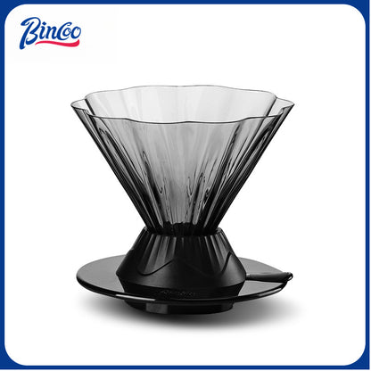 BINCOO Petal‑Shaped Glass Smart Dripper V02 Vertical Stripe Coffee Filter Cup Pour‑Over Coffee Brewing Tool