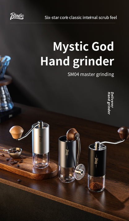 SM04 Portable Manual Coffee Grinder, CNC 420 Steel Six-Star Conical Burr, 16 Adjustable Grind Settings
