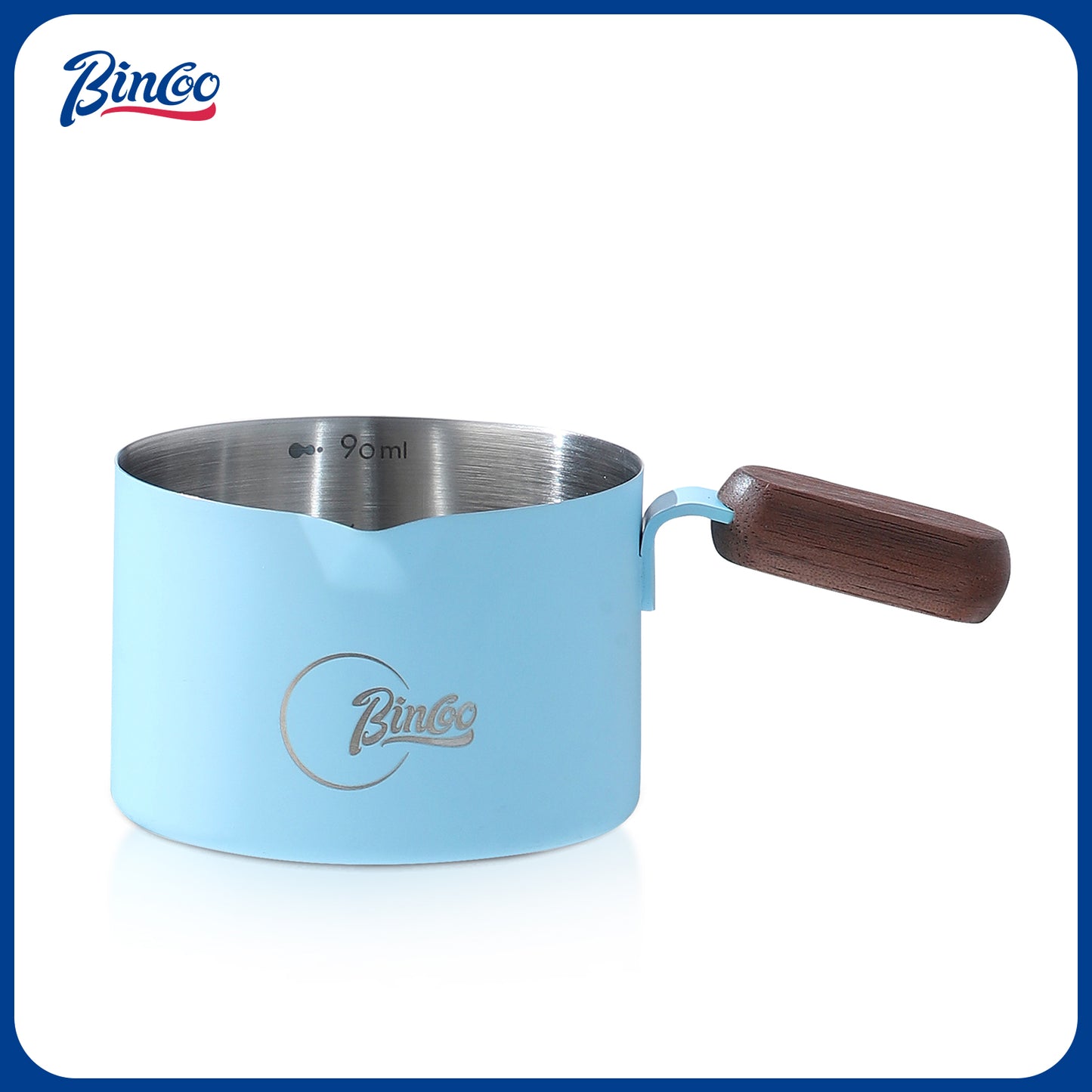 Bincoo GYKF2244 Espresso Shot Cup with Wood Handle,100ML Stainless Steel Espresso Measuring Cup Pouring Cup for Coffee Machine, Home, Barista