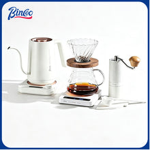 BINCOO Pour Over Coffee Kit with Electric Kettle Glass Sharing Pot V01 Glass Dripper & Stainless Steel Spout Gooseneck Kettle
