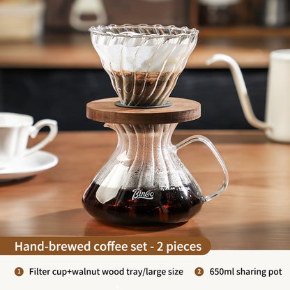 Bincoo 650ml Pour Over Coffee Maker Coffee Dripper Set Hand-brewed Coffee Pot Glass Sharing Pot Filter Cup