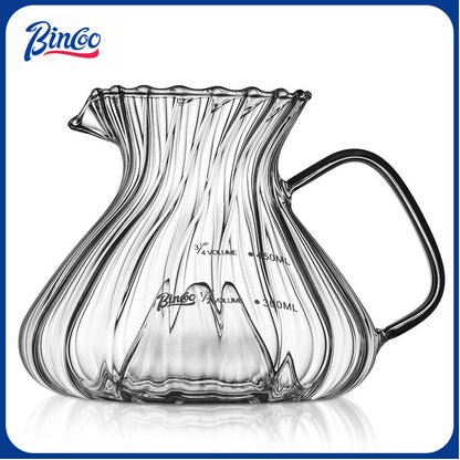 BINCOO Hand Brewing Coffee Pot Set V60 Glass Filter Cup with Glass Sharing Pot Set 450ML/550ML
