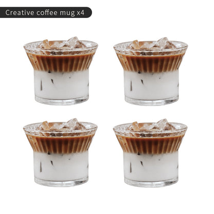 BINCOO GYKF0749 Glass Coffee Cup Latte Flower Cup for Household and Office 210ML