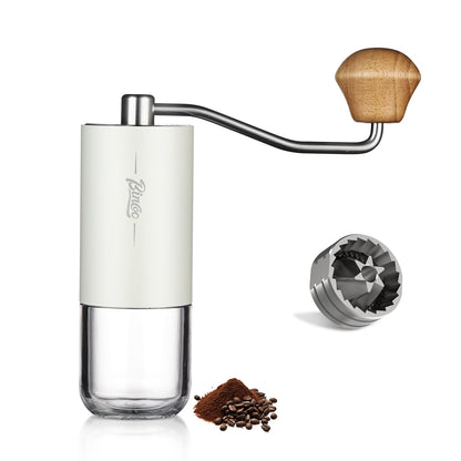 Bincoo GYKF1881 Portable Manual Coffee Bean Grinder - Stainless Steel Conical Burr Hand Coffee Grinder with Adjustable Setting,Double Bearing Hand Espresso Grinder (White)
