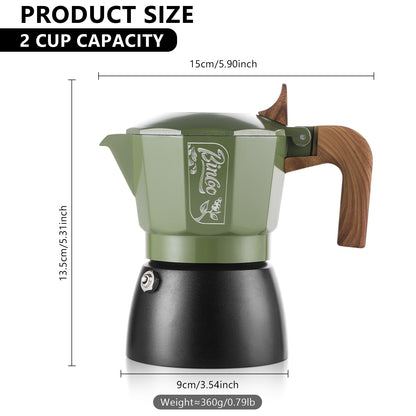 Bincoo Premium Moka Pot Set 6 Color Options Dual Valve System Compact Italian Coffee Maker for Stovetop Brewing