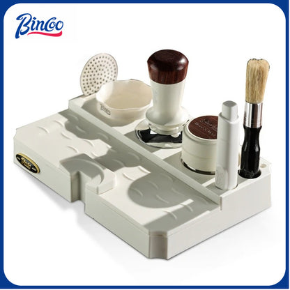 BINCOO Walnut Wooden Powder Cloth Coffee Press Hammer Coffee Maker Handle Storage Base Set Espresso Coffee Utensils 51/58MM