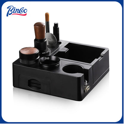BINCOO Espresso Tamper Base Set with Integrated Tamper Knock Slag Box Detachable Italian-Style Coffee Powder Distributor and Tamper Hammer Complete Tool Kit 51MM/58MM