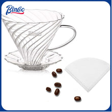 Bincoo Coffee Dripper,with 40 coffee filters Resuable Pour Over Coffee Maker With Handle, Slow Brewing Coffee Pour Over for Cafe, Travel, Home&Offices, 01 (Borosilicate Glass, 1-2 Cups(V01)