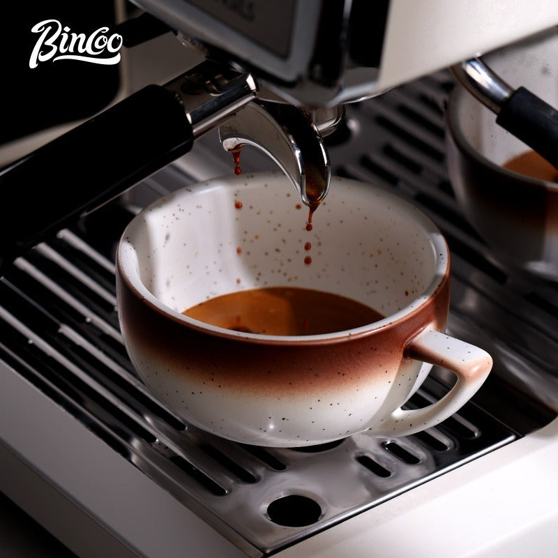 BINCOO Ceramic Cup Coffee Mug Professional Latte Art Cup Embossed Mug Tasting Cup with Milk Frother