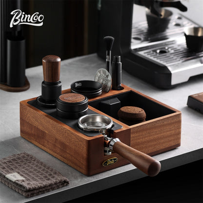 Bincoo GYKF2277 Solid Wood Multi-Functional Tamping Station,Stand Only, No Coffee Accessories
