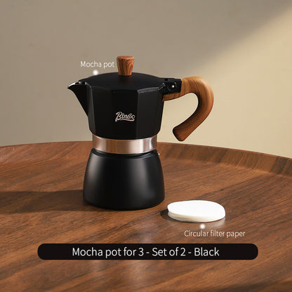Bincoo Double Valve Moka Pot - High Pressure Stovetop Espresso Maker with Rich Crema, Italian Style Coffee Pot with Wood Handle, Food-Grade Aluminum for Home Brewing