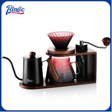 BINCOO Hand Brewing Solid Wood Bracket Coffee Set Household Small Pour-Over Coffee Stand Set with Manual Grinder