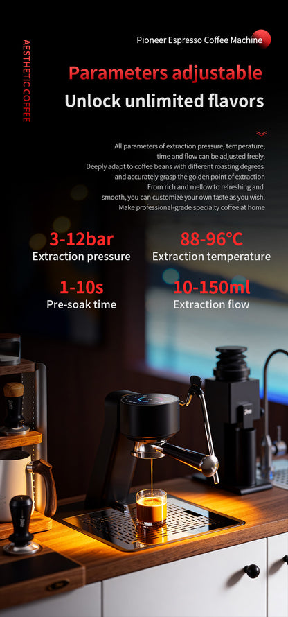 Bincoo S2 Pro Trailblazer Smart Espresso Machine | Touch Screen & Bluetooth App Dual Control Dual Boiler Coffee Brewer
