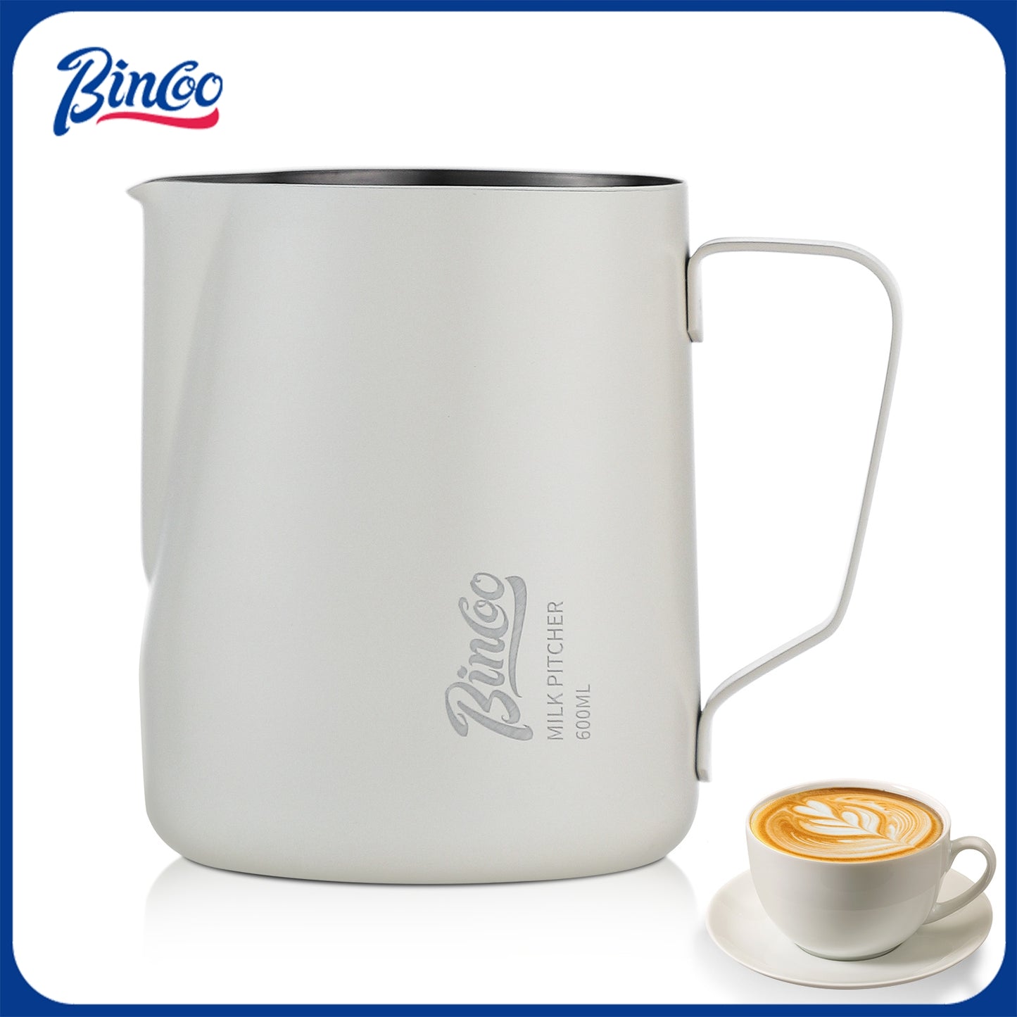 Milk Frothing Pitcher - 350ml/12oz Milk Frother Cup Espresso Steaming Pitcher for Barista, Bincoo SUS304 Stainless Steel Espresso Steaming Pitchers for Latte Art/Cappuccino/Coffee (Black-350ml)