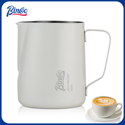 Milk Frothing Pitcher - 350ml/12oz Milk Frother Cup Espresso Steaming Pitcher for Barista, Bincoo SUS304 Stainless Steel Espresso Steaming Pitchers for Latte Art/Cappuccino/Coffee (Black-350ml)