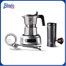 BINCOO Three-Valve Moka Pot Set 316 Stainless Steel Coffee Maker Complete Set with Grinder Compact Home-Use Italian Espresso Pot 2Cups