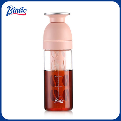 BINCOO GYKF2424 Glass Cold Brew Cup Heat-resistant Coffee Bottle for Office and Outdooor 600ML