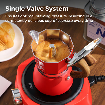 Bincoo Espresso Maker Stovetop, Moka Pot 6 Cups, Espresso Pot Classic Italian Coffee Maker,Single Safety Valve (White, 6 Cup)