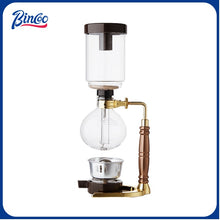 Bincoo Electric Siphon Coffee Maker, Borosilicate Glass Vacuum Syphon Coffee Pot with Solid Wood Handle & Adjustable Heating Base, Professional Hand Brew Coffee Brewer for Home & Cafe Barista