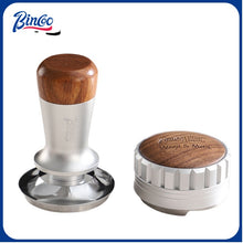 BINCOO Italian Three pulp Powder Spreader Wooden Handle Elastic Powder Pressing Hammer Stainless Steel Coffee Utensils Accessories 51MM/58MM