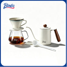 BINCOO Pour Over Coffee Set with Stainless Steel Gooseneck Kettle Glass Server & Ceramic Dripper Ideal for Home & Office Use