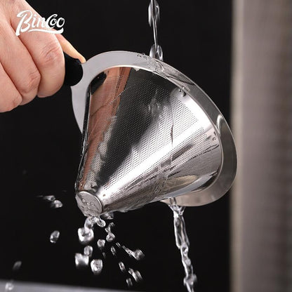 Bincoo Pour Over Coffee Filter Thickened Stainless Steel 300/800 mesh Filter Funnel