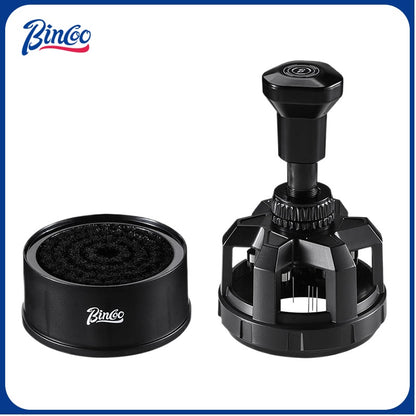 BINCOO Push Style Coffee WDT Distribution Needle, Adjustable Espresso Powder Stirrer with Brush Cleaning Base