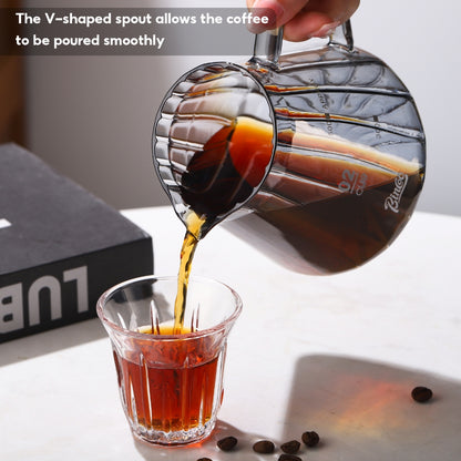BINCOO Hand Brewed Coffee Set Sharing Pot Household Filter Cup Coffee Utensils for Office and Outdoor Travel 400ML/600ML