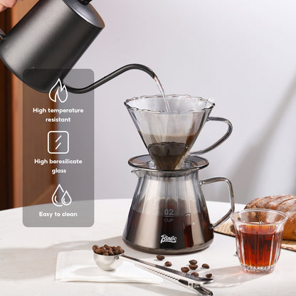 BINCOO Hand Brewed Coffee Set Sharing Pot Household Filter Cup Coffee Utensils for Office and Outdoor Travel 400ML/600ML