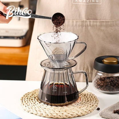BINCOO Hand Brewed Coffee Set Sharing Pot Household Filter Cup Coffee Utensils for Office and Outdoor Travel 400ML/600ML