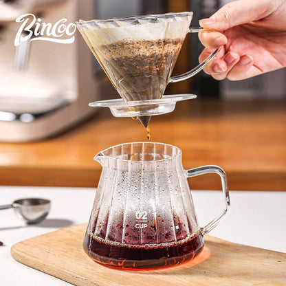 BINCOO Hand Brewed Coffee Set Sharing Pot Household Filter Cup Coffee Utensils for Office and Outdoor Travel 400ML/600ML