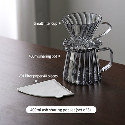 BINCOO Hand Brewed Coffee Set Sharing Pot Household Filter Cup Coffee Utensils for Office and Outdoor Travel 400ML/600ML