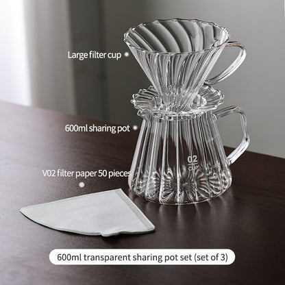 BINCOO Hand Brewed Coffee Set Sharing Pot Household Filter Cup Coffee Utensils for Office and Outdoor Travel 400ML/600ML