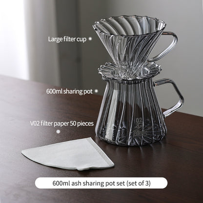 BINCOO Hand Brewed Coffee Set Sharing Pot Household Filter Cup Coffee Utensils for Office and Outdoor Travel 400ML/600ML