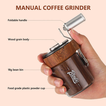 BINCOO Manual Grinder Mini Coffee Hand Grinder Outdoor Portable Bag Coffee Equipment for Camping and Travel