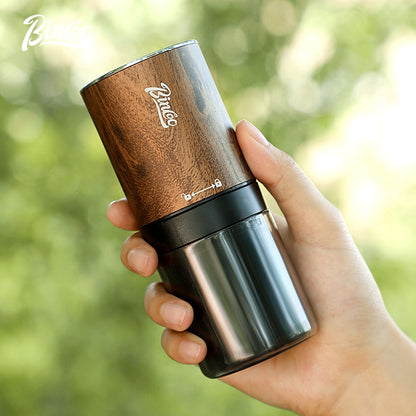 BINCOO Electric Bean Grinder Steel Burrs Coffee Bean Grinder Mini Household Portable Wood Grain Grinding Coffee Appliance