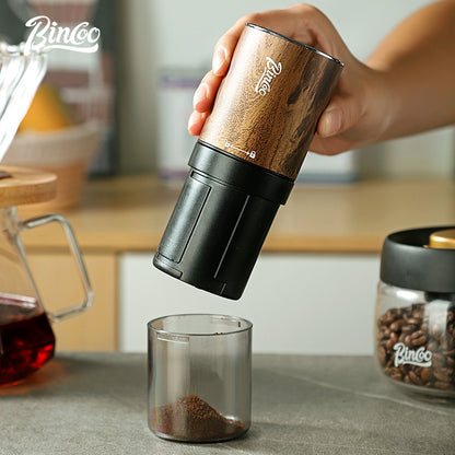 BINCOO Electric Bean Grinder Steel Burrs Coffee Bean Grinder Mini Household Portable Wood Grain Grinding Coffee Appliance