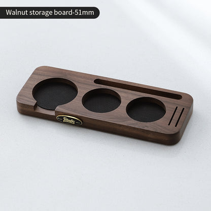 BINCOO Coffee Press Base Pressure Plate Walnut Storage Board Powder Dispenser Coffee Utensil Set51/58MM