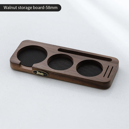 BINCOO Coffee Press Base Pressure Plate Walnut Storage Board Powder Dispenser Coffee Utensil Set51/58MM