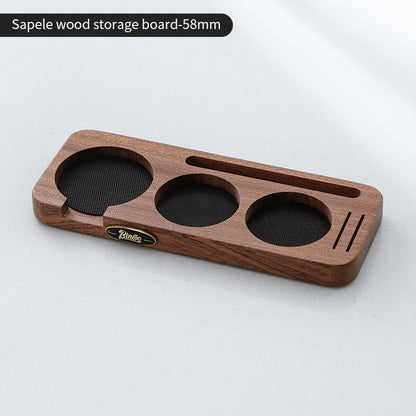 BINCOO Coffee Press Base Pressure Plate Walnut Storage Board Powder Dispenser Coffee Utensil Set51/58MM