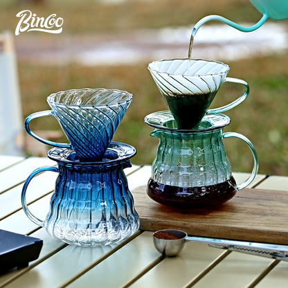 BINCOO Hand-pour Coffee Pot Set Glass Sharing Pot Coffee Hand-brewing Pot with Filter Cup Set for Office Outdoor Camping 350ML/600ML