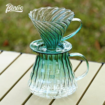 BINCOO Hand-pour Coffee Pot Set Glass Sharing Pot Coffee Hand-brewing Pot with Filter Cup Set for Office Outdoor Camping 350ML/600ML