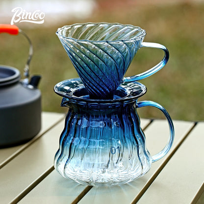 BINCOO Hand-pour Coffee Pot Set Glass Sharing Pot Coffee Hand-brewing Pot with Filter Cup Set for Office Outdoor Camping 350ML/600ML