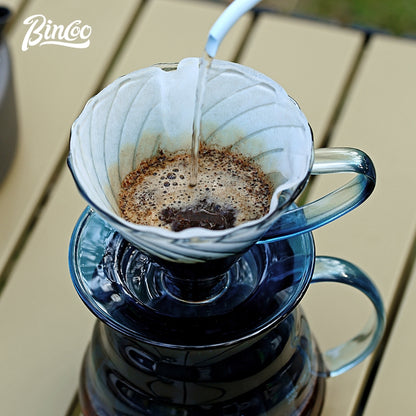 BINCOO Hand-pour Coffee Pot Set Glass Sharing Pot Coffee Hand-brewing Pot with Filter Cup Set for Office Outdoor Camping 350ML/600ML