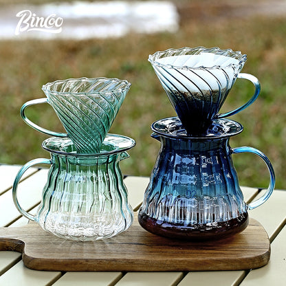 BINCOO Hand-pour Coffee Pot Set Glass Sharing Pot Coffee Hand-brewing Pot with Filter Cup Set for Office Outdoor Camping 350ML/600ML