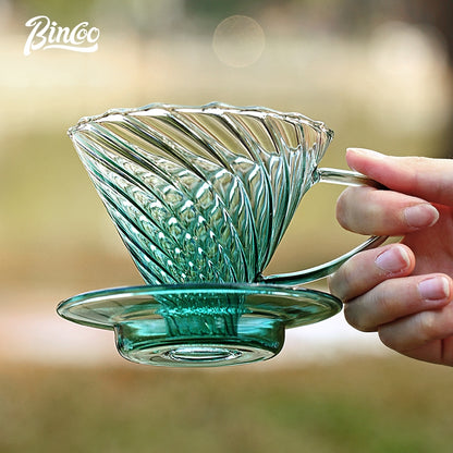 BINCOO Hand-pour Coffee Pot Set Glass Sharing Pot Coffee Hand-brewing Pot with Filter Cup Set for Office Outdoor Camping 350ML/600ML