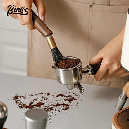 BINCOO Coffee Bar Walnut Brush Italian Style Coffee Powder Brush for Home