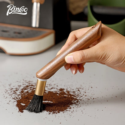 BINCOO Coffee Bar Walnut Brush Italian Style Coffee Powder Brush for Home