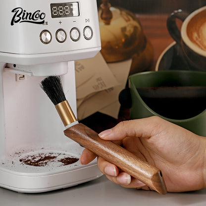 BINCOO Coffee Bar Walnut Brush Italian Style Coffee Powder Brush for Home
