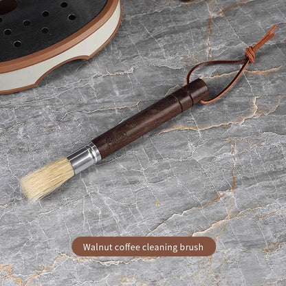 BINCOO Coffee Bar Walnut Brush Italian Style Coffee Powder Brush for Home